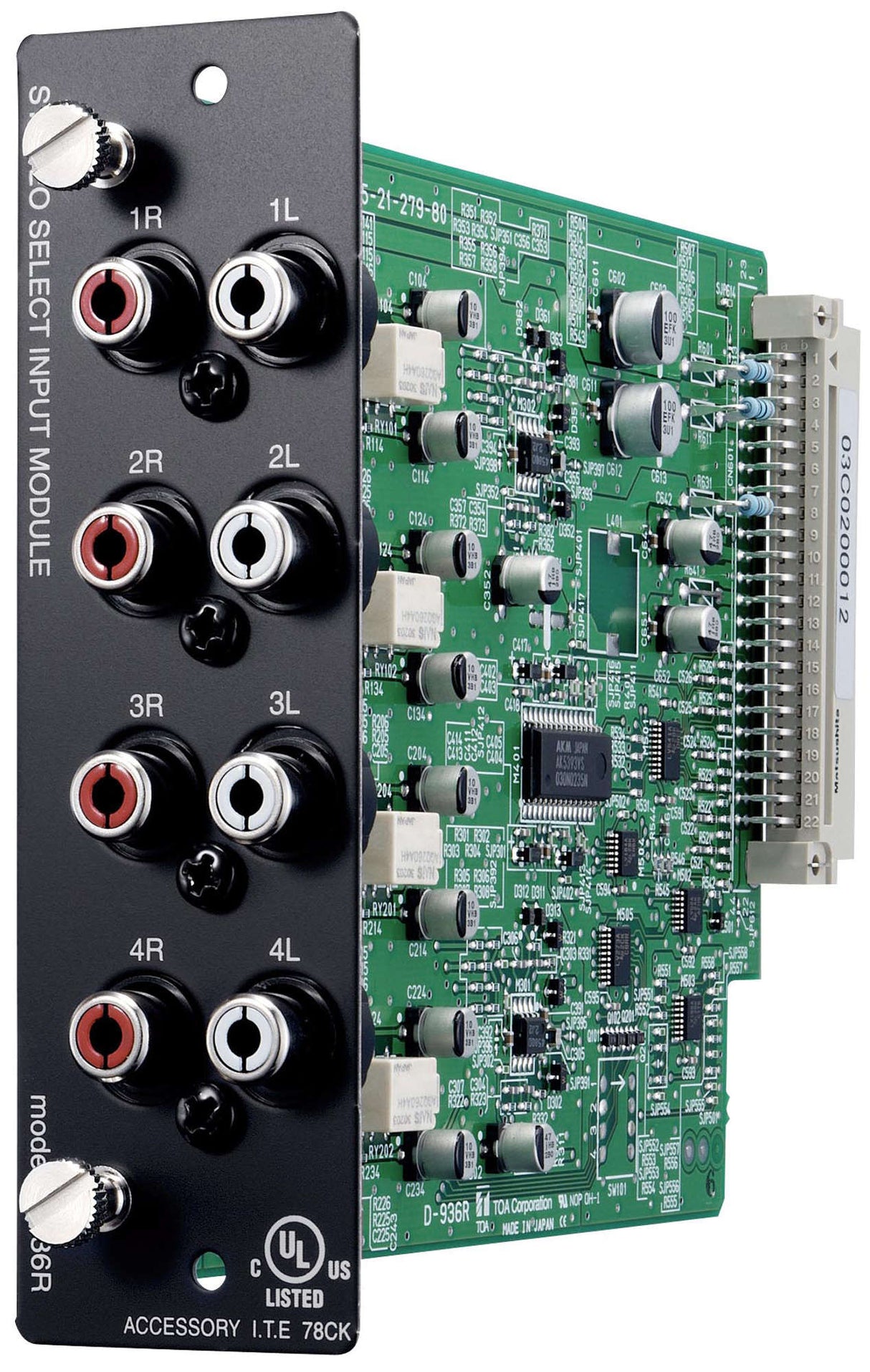 TOA D-936R D-901 Series Input Module Four Stereo Inputs Unbalanced 24-Bit A/D Stereo RCA Connectors