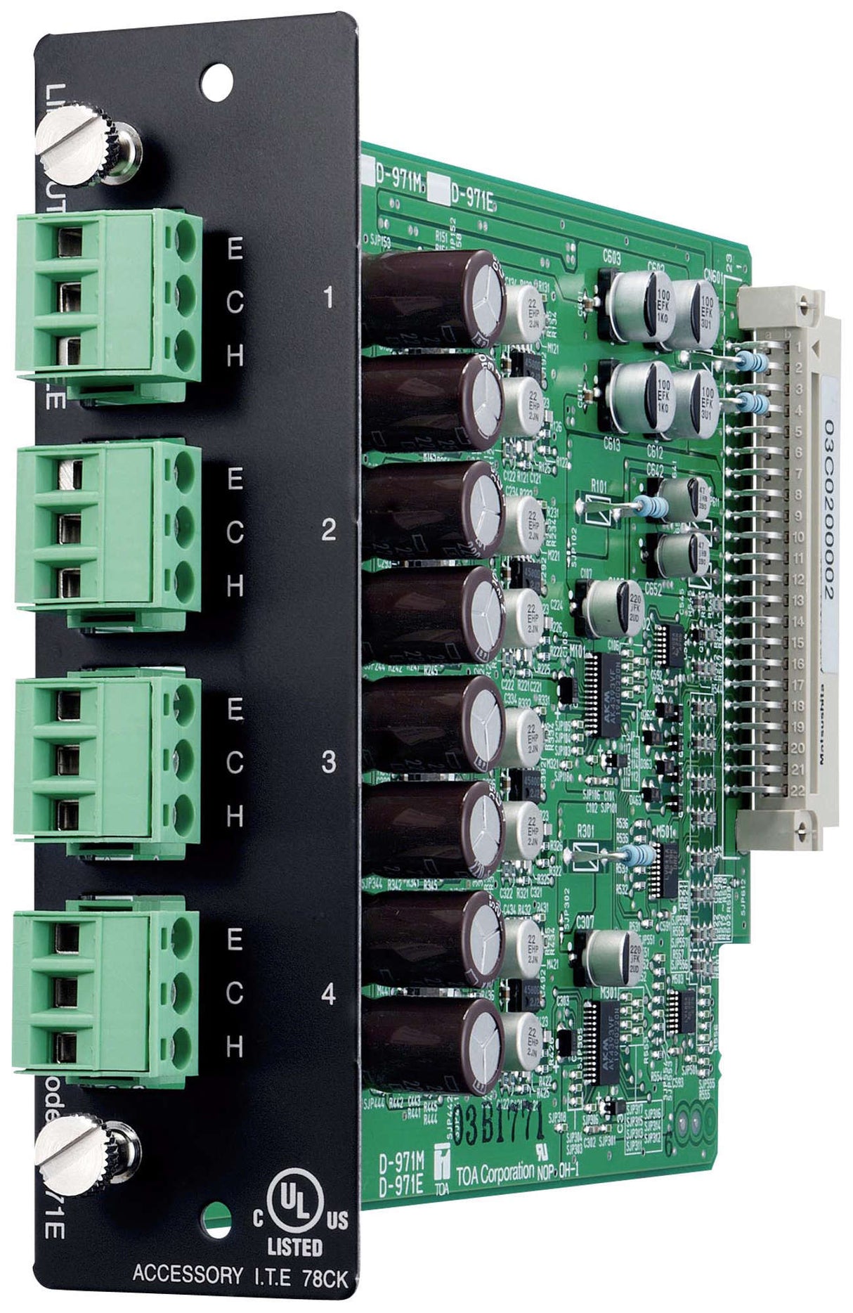 TOA D-971E D-901 Series Output Module Four Balanced Line Outputs Phoenix-Type Connectors