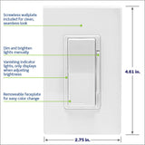 Leviton D2710-1BW Decora Smart 0-10V Dimmer Switch, Wi-Fi, Neutral Wire Required