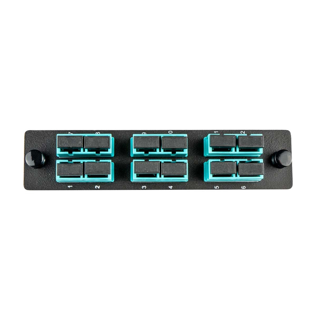Cleerline SSF-SC12-MM-OM3-4 Adapter Plate, 12 Fiber, Duplex, SC/UPC, 50 µm OM3-4, Aqua Per Each