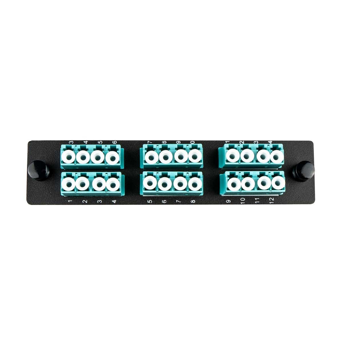 Cleerline SSF-LC24-MM-OM3-4 Adapter Plate, 24 Fiber, Quad, LC/UPC, 50 µm OM3-4, Aqua Per Each