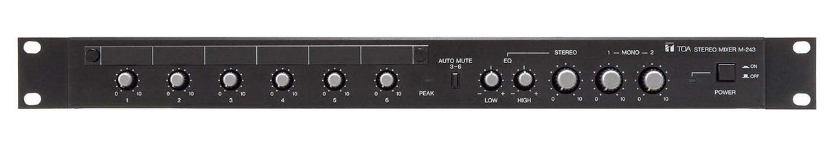 TOA M-243 L Rack-Mount Mixer 2 Mono/4 Stereo In 2 Mono/1 Stereo Out 3 Bus Black (1U)