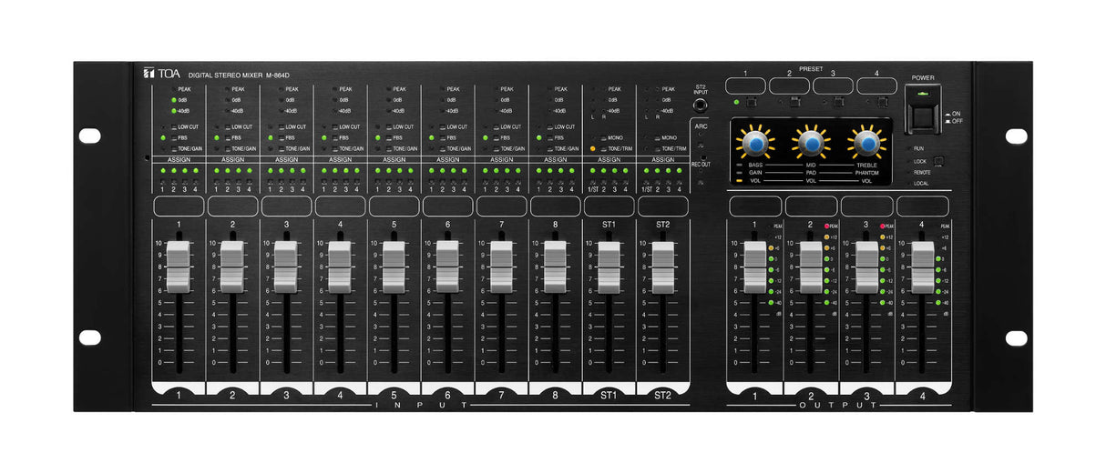 TOA M-864D CU Rack-Mount Digital Audio Mixer w/ARC & FBS (4U) 8 Mono Inputs 6 Stereo Inputs Ethernet Control
