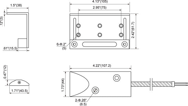 Tane Overhead with 10 way adjustable L-Bracket & 36" armored cable pinned and glued into contact MET - 44WG - 36