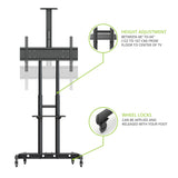 Kanto MTM86PL Height Adjustable Rolling TV Stand for 55" - 86" TVs and Interactive Displays