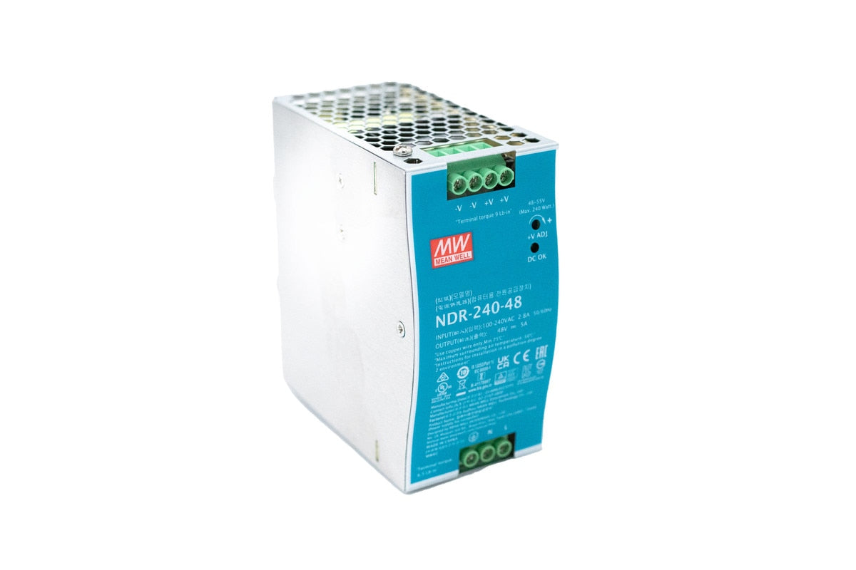 Cleerline SSF-DIN-48V240W-PS Industrial power supply 240W, AC 88-132VAC /176-264VAC, DC 48V output 2.5A, DIN rail mountable Per Each