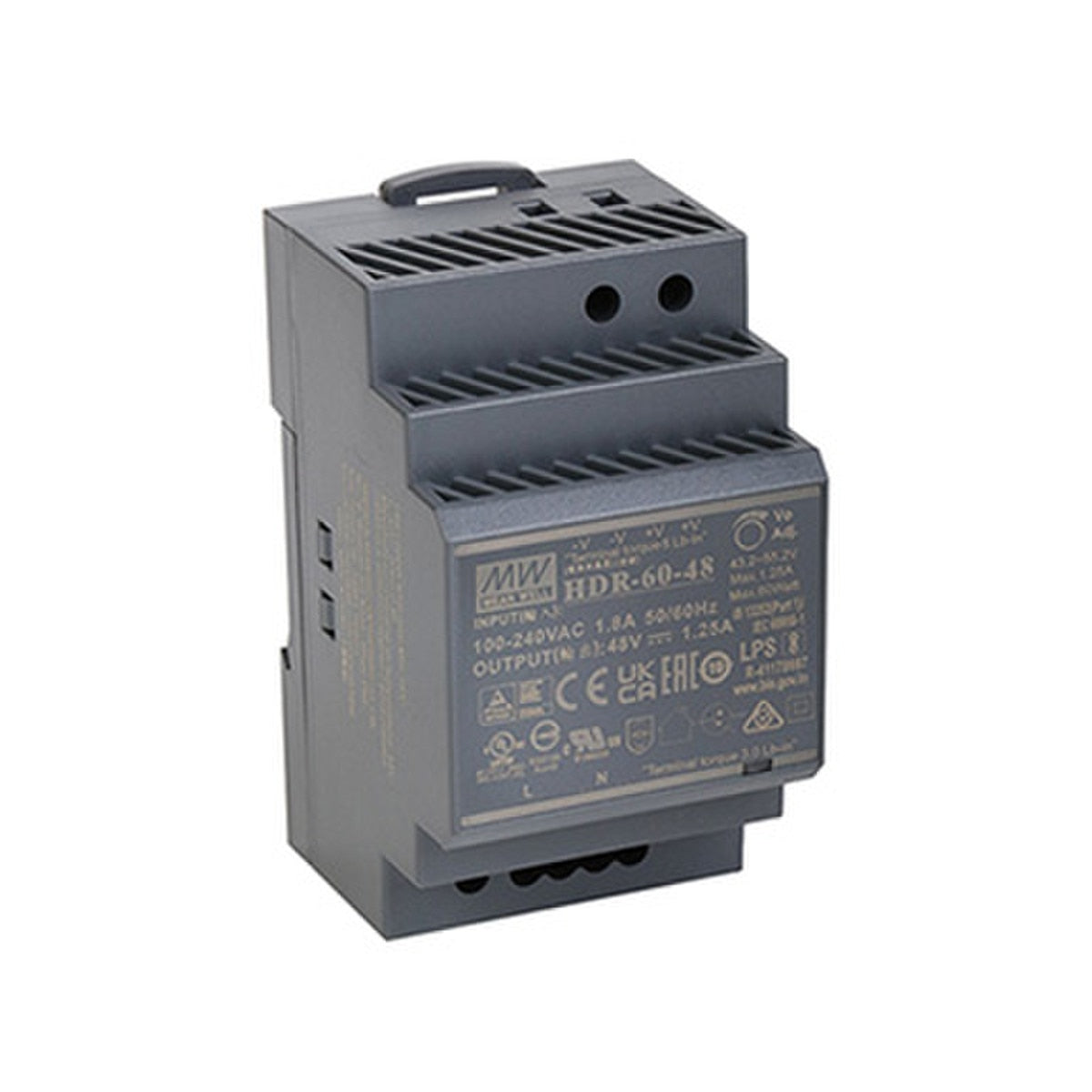 Cleerline SSF-DIN-48V60W-PS Industrial power supply 60W, AC 85-240V input, DC 48V output 1.25A, DIN rail mountable Per Each