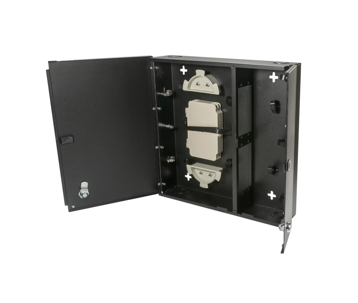 Cleerline SSF-MWM-SPLIT-WL-E4 Medium, empty wall mount with split metal door, with one lock/key. Fits 4 LGX adapter plates. Per Each