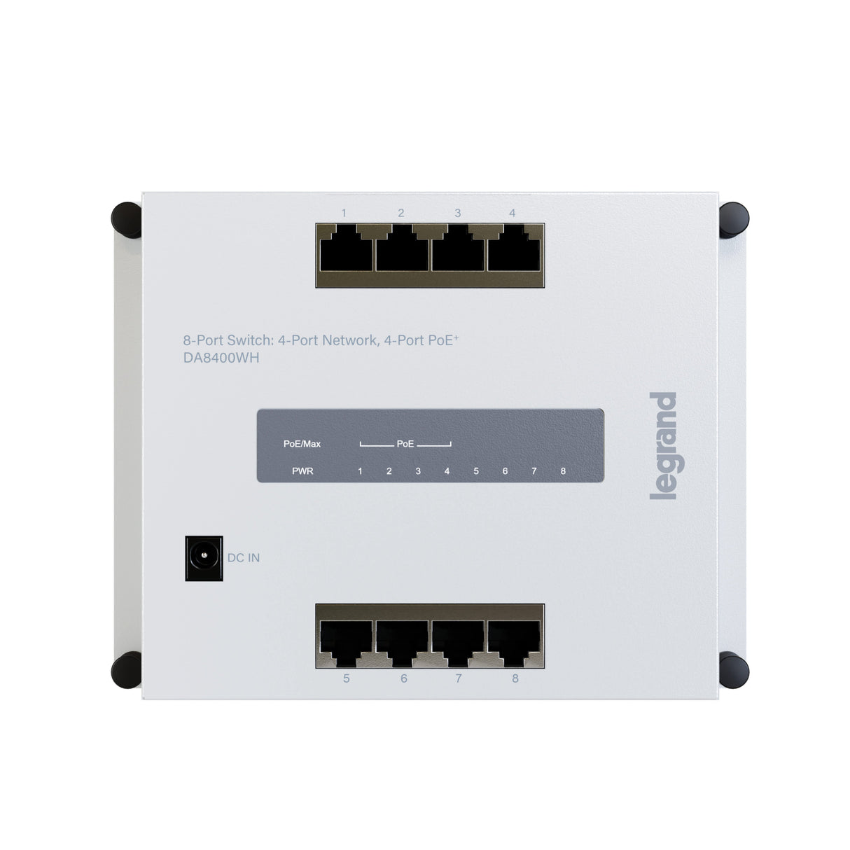 On-Q DA8400WH 8 PORT SWITCH: 4 PORT NETWORK 4 PORT PoE
