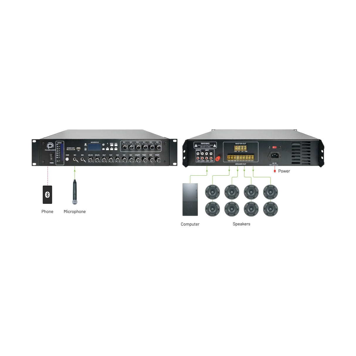 Pulse Audio PA6X 120/240W, 6-Channel Commercial Amplifier