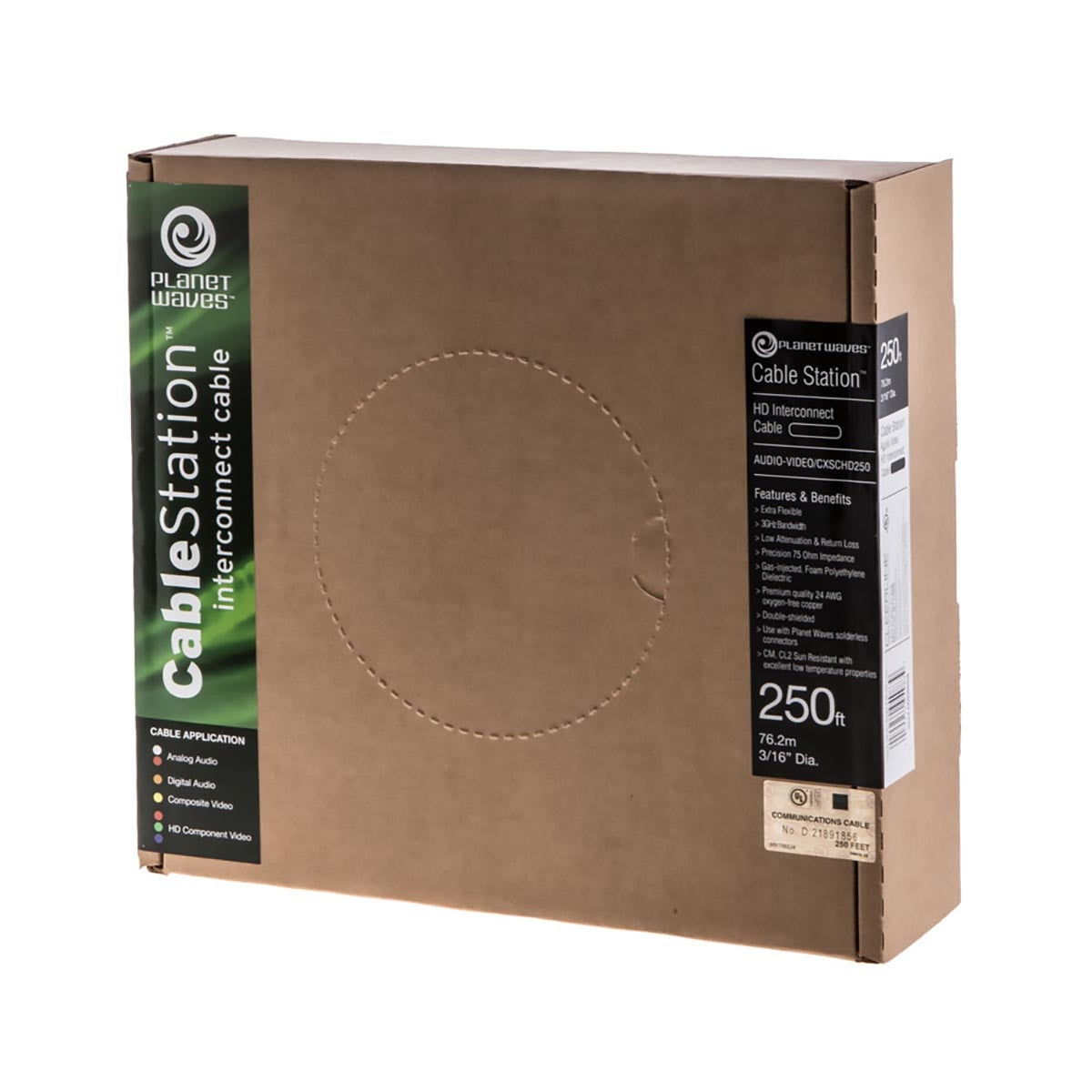 Cleerline CXDCHD250 Planet Waves™ Dual HD Coax - Black Per 250ft Box