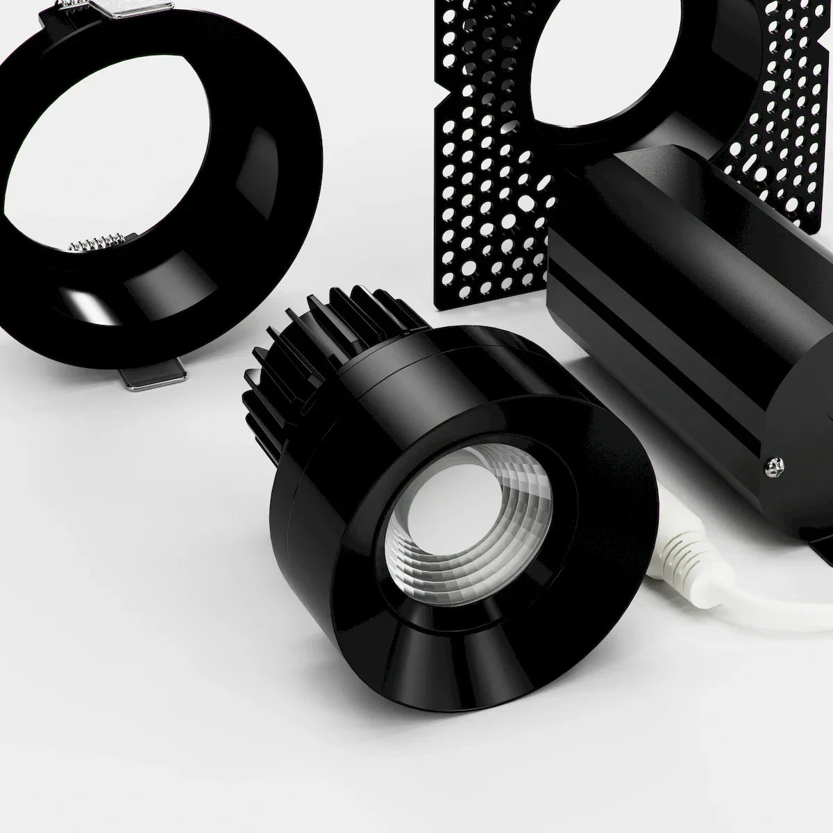 Proluxe PLX-RHYM-DLR-GIM-12-36-5CCT-3-BK EYEBALL GIMBAL W/ TIR LENS, 3" ROUND SEAMLESS MODULE W/ MUD-RING & TRIM-RING, 12W, 36degree BEAM ANGLE, BLACK FINISH, 5CCT (2700K/3000K/3500K/4000K/5000K)