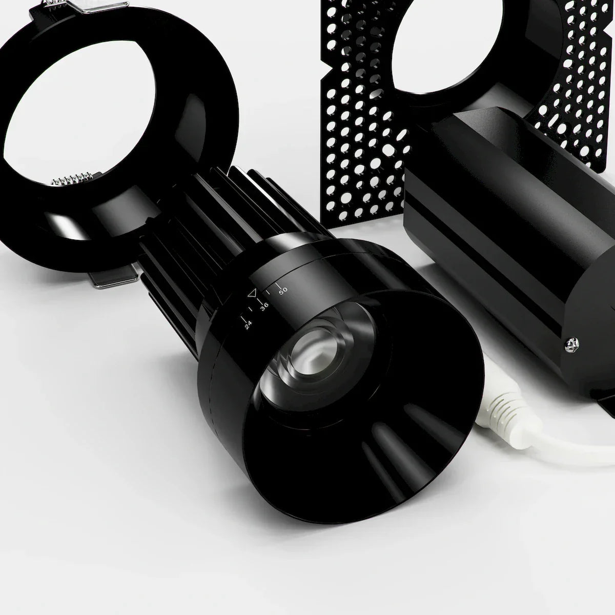 Proluxe PLX-RHYM-DLR-ZOM-15-2450-5CCT-3-BK BEAM ANGLE ADJUSTABLE, 3" ROUND SEAMLESS MODULE W/ MUD-RING & TRIM-RING, 15W, 24° - 50° BEAM ANGLE, BLACK FINISH 5CCT (2700K/3000K/3500K/4000K/5000K)