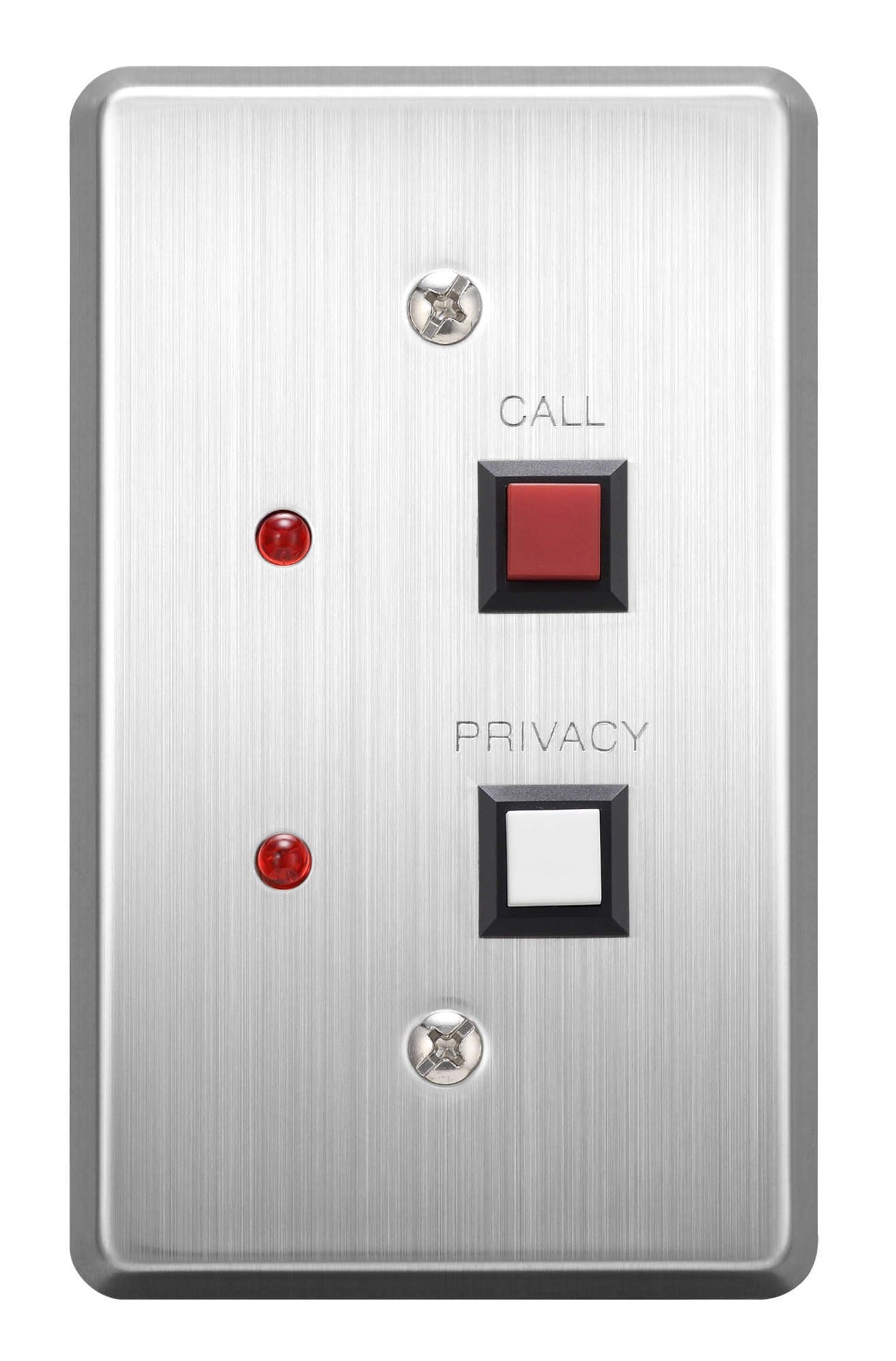 TOA RS-140 Indoor N-8000 Series Switch Plate, Stainless Steel (14 AWG.), Call and Privacy Buttons, Connects To N-8000RS or N-8010RS via shielded, twisted-pair cable, Requires 1-Gang Enclosure (not included)