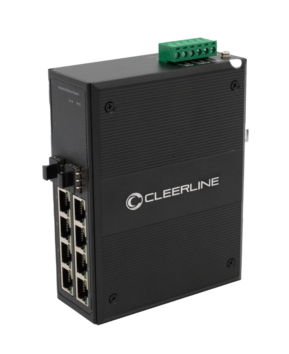 Cleerline SSF-2x8POE-RUGGED Industrial Gigabit switch PoE+ 240W budget 8x 10/100/1000Base-Tx to 2x 1000Base-X SFP Per Each