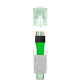 Simply45 S45-1150 Standard Shielded (External Ground) Cat6 STP RJ45 Modular Plugs with Bar45™ Green Tint, Hi/Lo Stagger - 50pcs/Jar