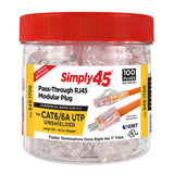 Simply45 S45-1700 RJ45 Pass-Through Plugs, 100 Jar