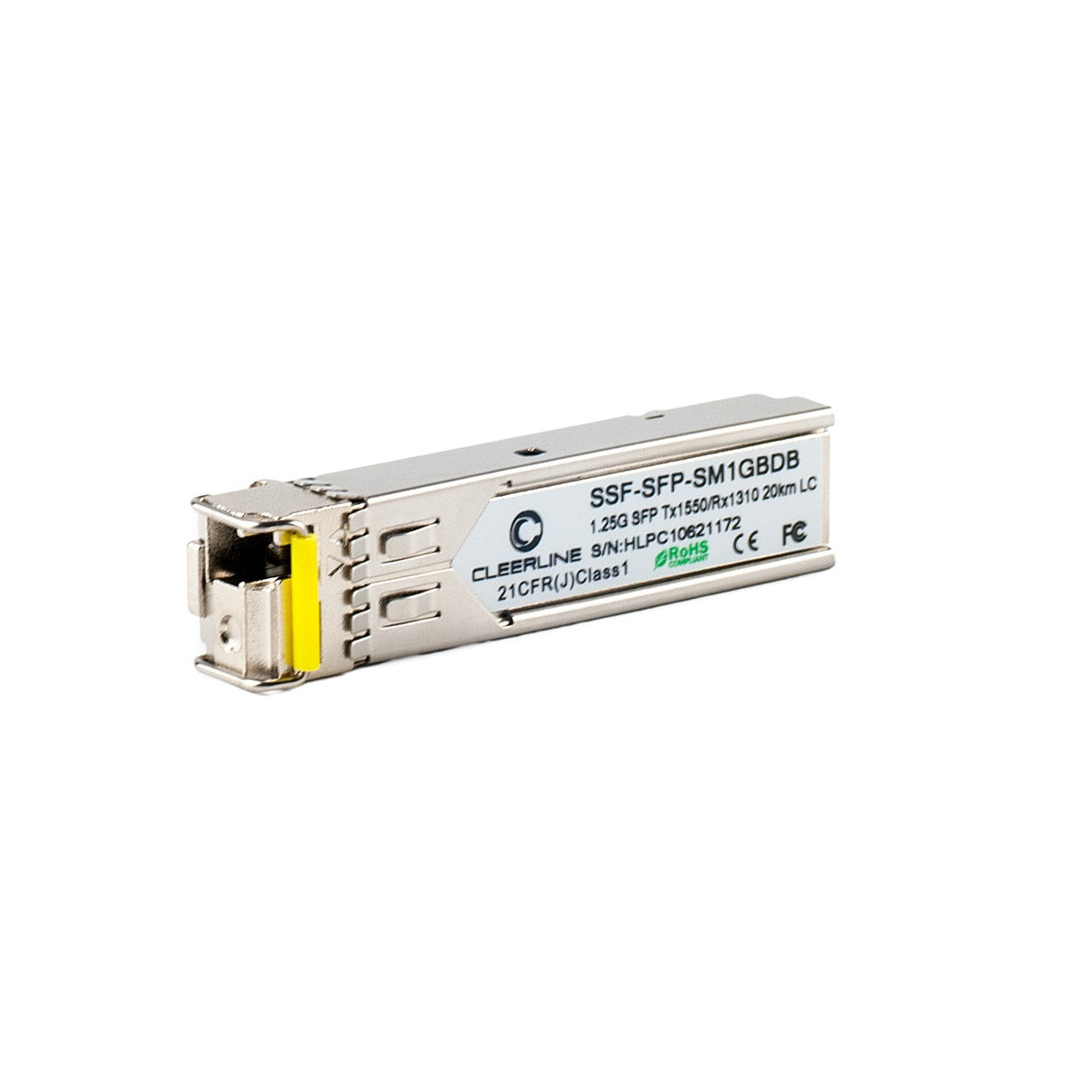 Cleerline SSF-SFP-SM1GBDB 1.25G SFP transceiver SM BiDi T:1550/R:1310nm, 20Km max reach, w/DDM Per Each