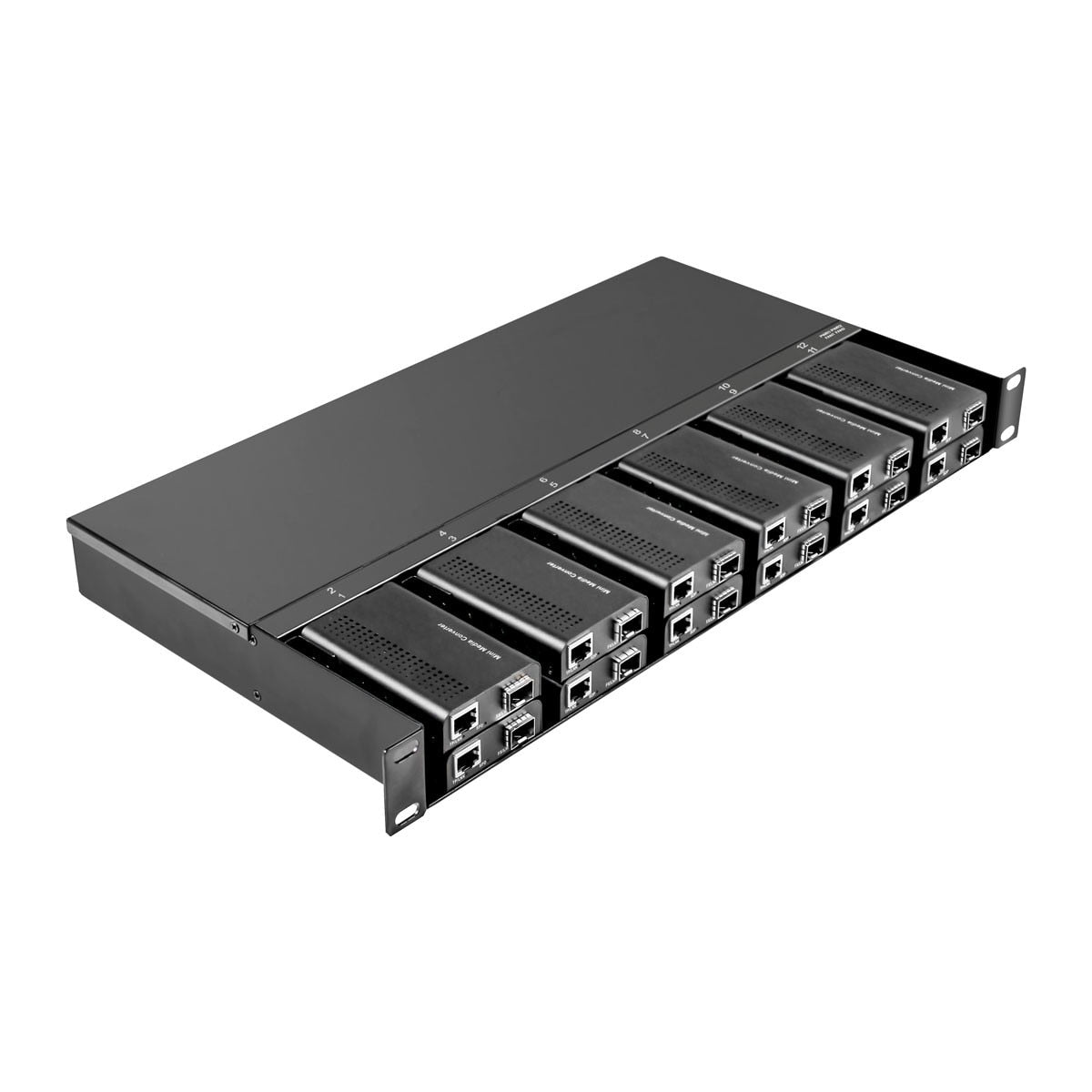 Cleerline SSF-1RUME-12AC 12 slot fiber chassis with one AC power supply and fans for SSF series converters Per Each