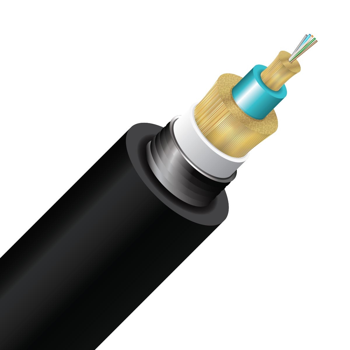 Cleerline TD012M3D9BN-B 12 Strand BendSafe® Armored Direct Burial Distribution TB, PE/OSP/Burial, 50/125, OM3 Per FT