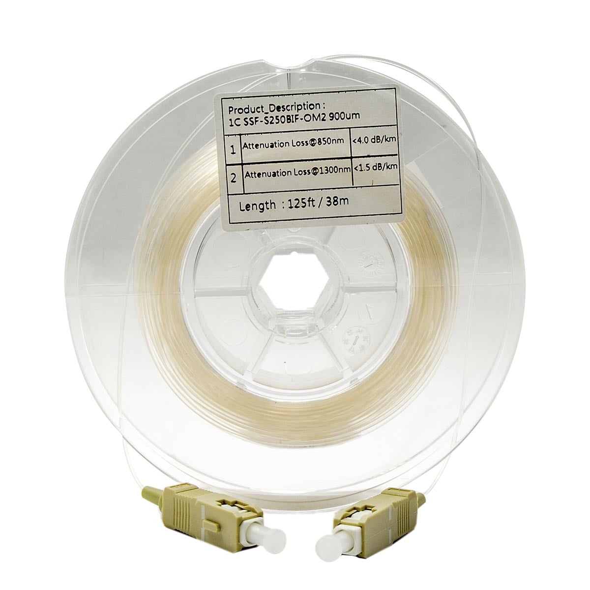 Cleerline SSF-CLRMMSCSC-125 Transparent SSF MM 50/125, 900µm, terminated SCSC, 125ft / 38m Per Each