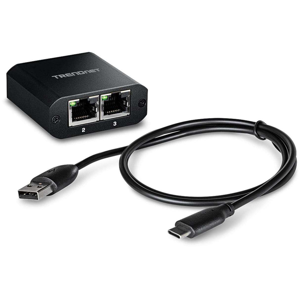 TRENDnet TEG-102S 2-Port Gigabit Splitter with USB Type C Power