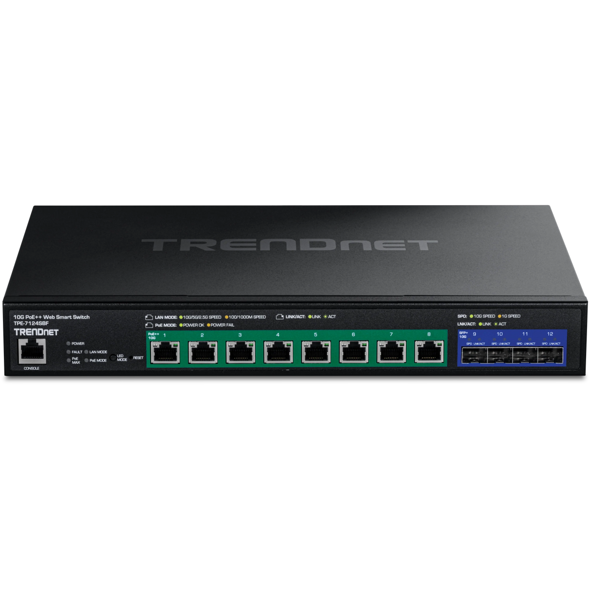TRENDnet TPE-7124SBF 12-Port 10G PoE++ Web Smart Switch (720W)