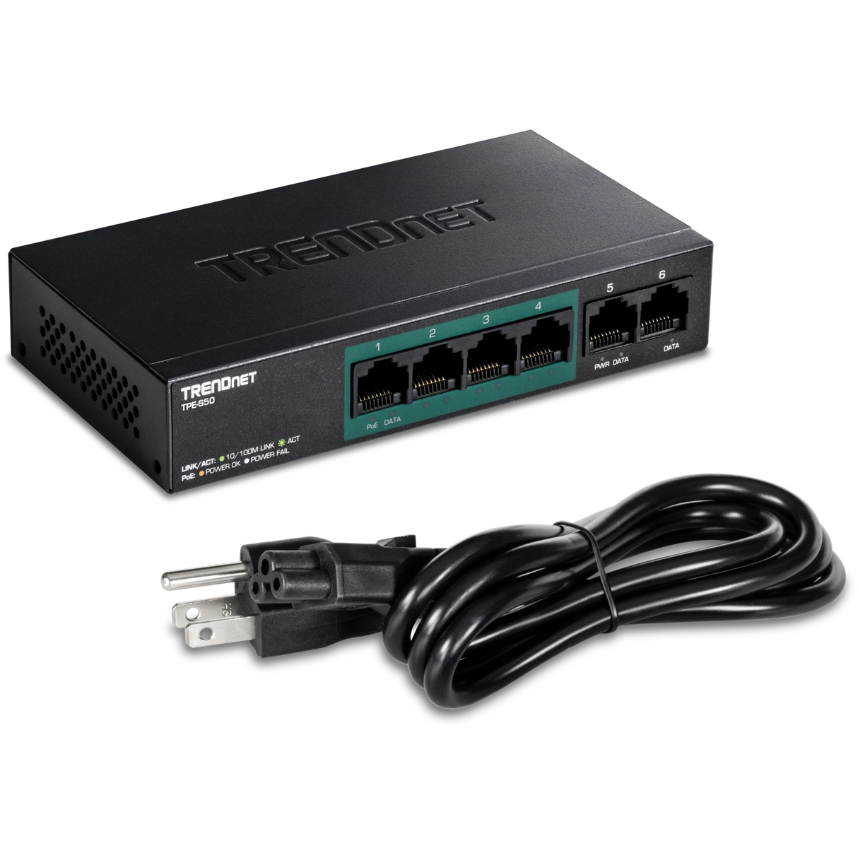 TRENDnet TPE-S50 6-Port Fast Ethernet PoE+ Switch