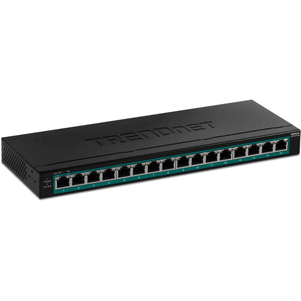 TRENDnet TPE-TG160H 16-Port Gigabit PoE+ Switch, 123W PoE Budget
