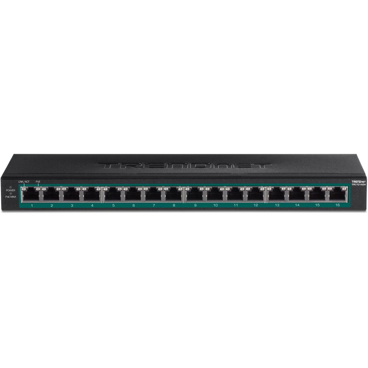 TRENDnet TPE-TG160H 16-Port Gigabit PoE+ Switch, 123W PoE Budget
