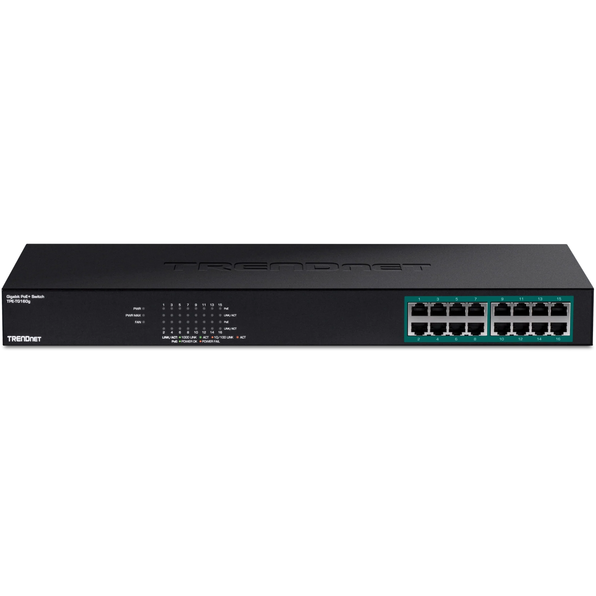 TRENDnet TPE-TG160g 16-Port Gigabit PoE+ Switch, 246W PoE Budget