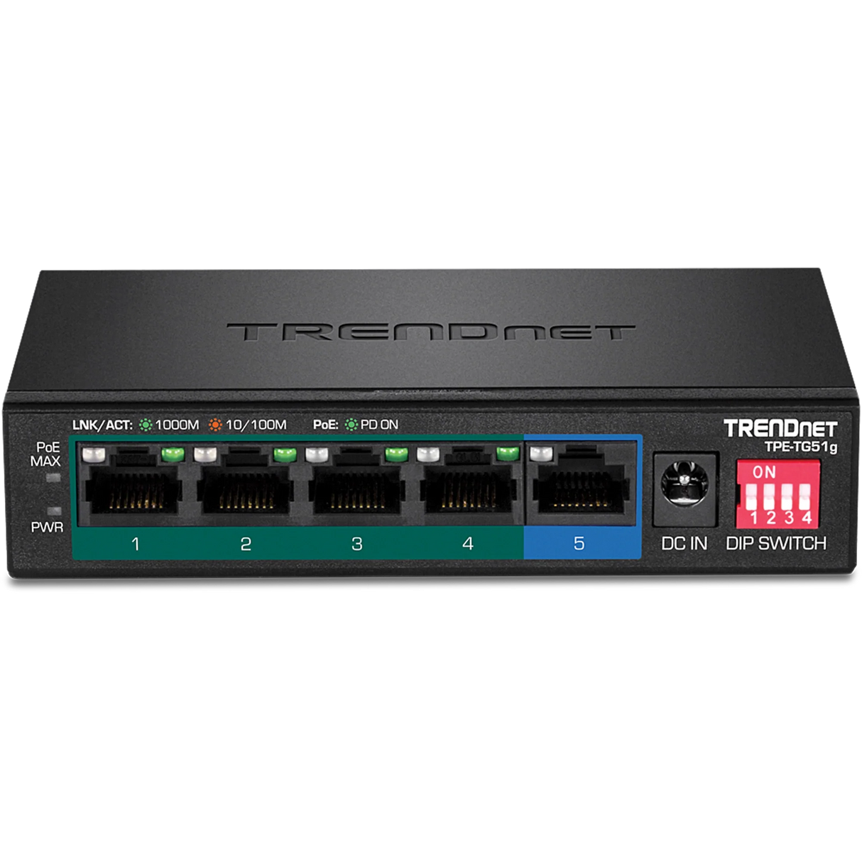 TRENDnet TPE-TG51g 5-Port Gigabit PoE+ Switch (60W)