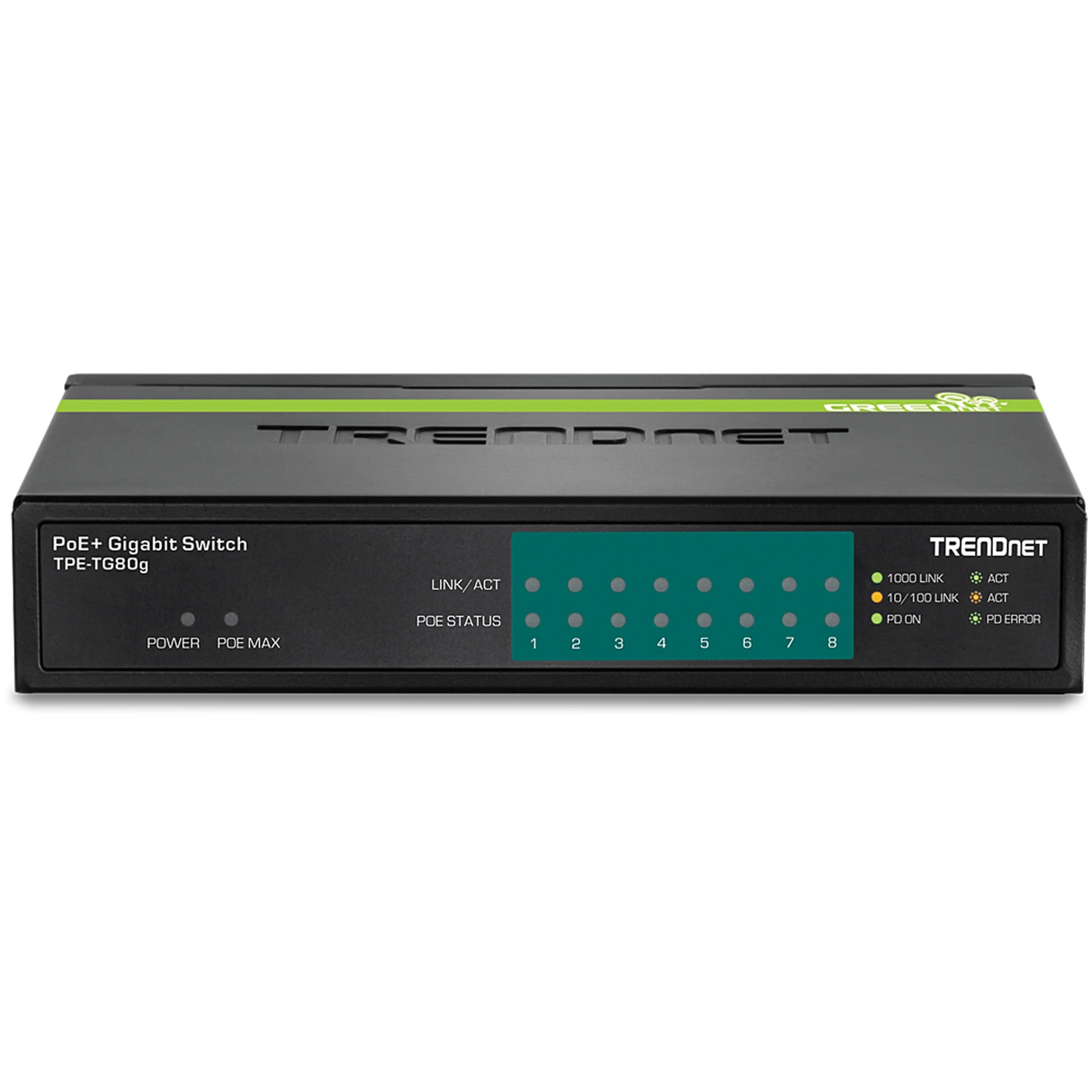 TRENDnet TPE-TG80g 8-port Gigabit GREENnet PoE+ Switch, 123W PoE Budget