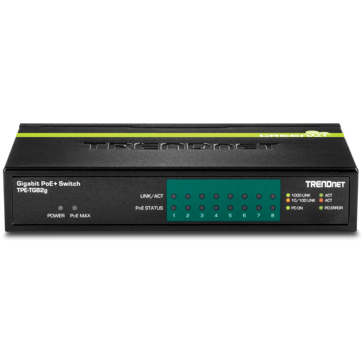 TRENDnet TPE-TG82G 8-Port Gigabit PoE+ Switch, 61W PoE Budget