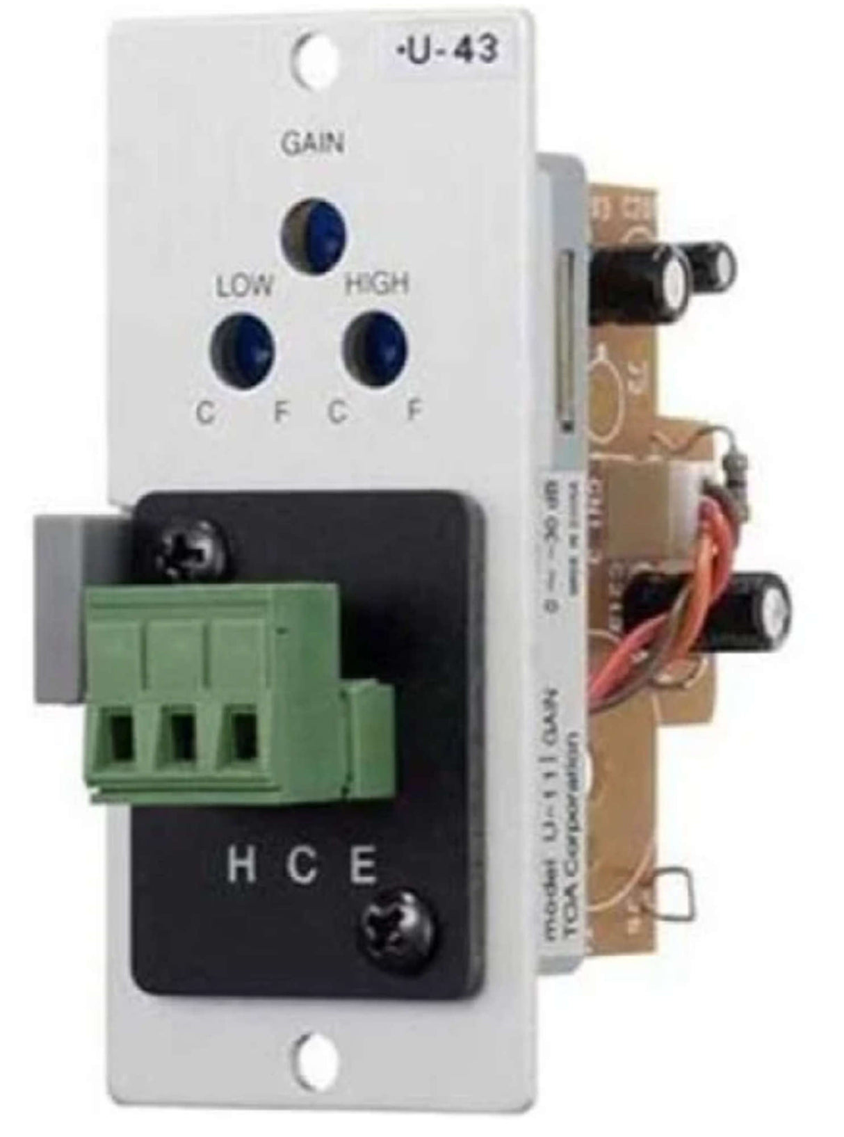 TOA U-43R Unbalanced Stereo Line Input Module Lo/Hi-Cut Filters Stereo Summing Dual RCA Jacks With Mute-Send