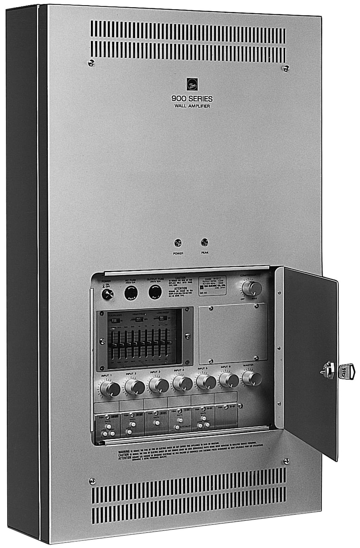 TOA W-912A UL In-Wall Mixer/Amplifier 120 W 6 Module Ports Expandable To 8 Ports w/ WE-2