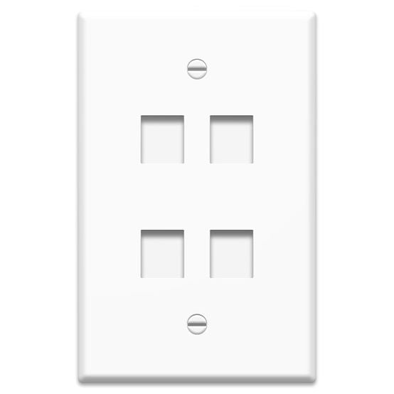 On-Q F3404WHV1 4-PORT KEYSTONE WALL PLATE WHITE