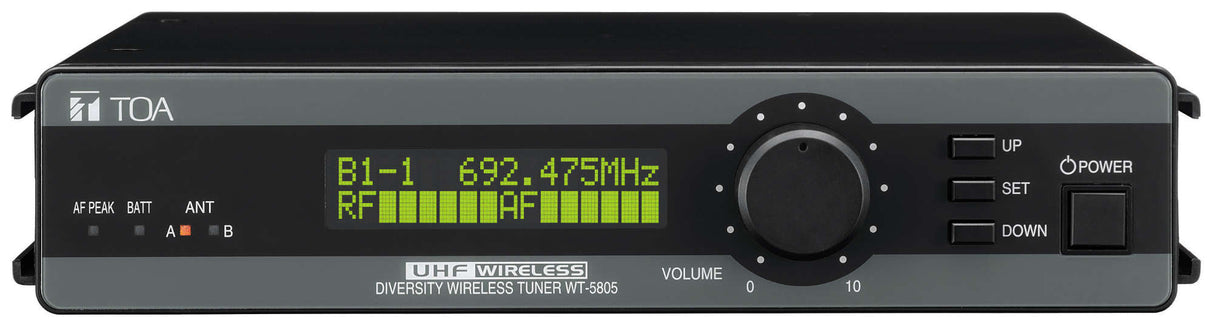 TOA WT-5805 H01US Wireless Receiver Space Diversity UHF Frequency Scanner Transmitter Battery Status
