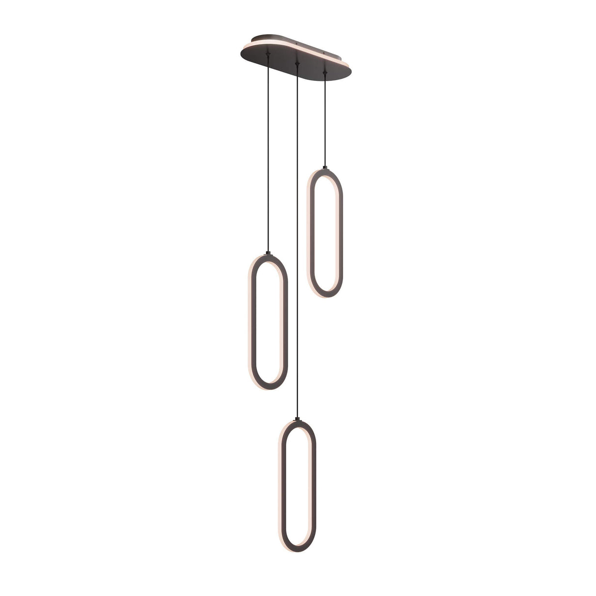 DALS FPDC3-CC-BK 3 vertical oblong pendants with lit cluster 5CCT