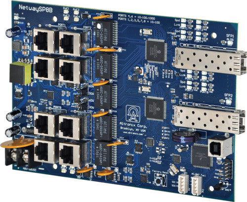 Altronix NETWAYSP8B 8-PORT FIBER MEDIA CONV, 2SFP
