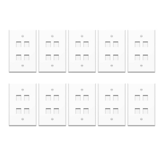 On-Q WP3404WH10 10 PK 1 GANG WALL PLATE, 4-PORT, WH