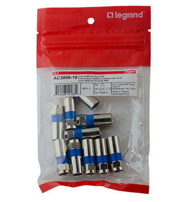 On-Q AC300810 COMPRESSION RG6U-QUAD F PLUG 10 PK