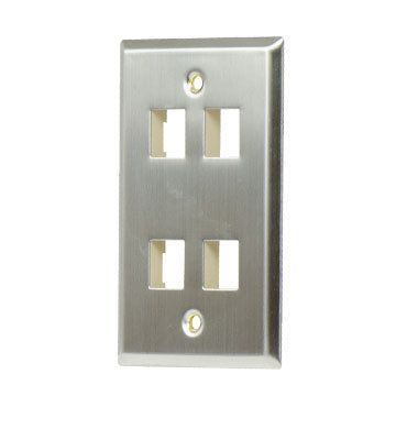 On-Q WP3404SS 1 GANG STAINLESS WALL PLATE, 4-PORT