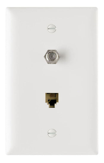 On-Q TPTELTVW 1 TELE/1 F TYPE COAX IN 1G TP PLT W