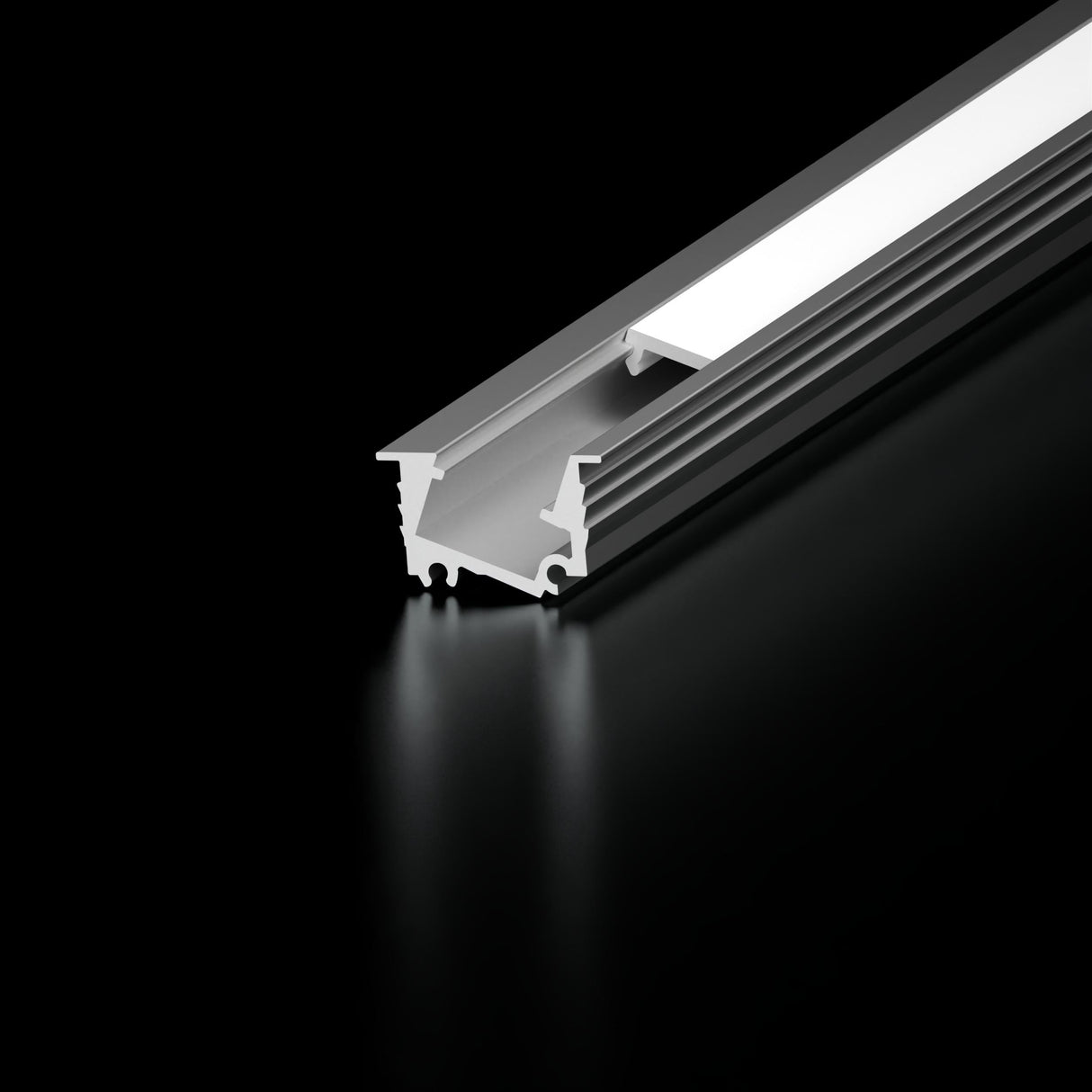Diode Channel Bundle, RECESSED ANGLE, 96 in., Aluminum, Frosted Cover, 2 open end caps, 2 closed end caps