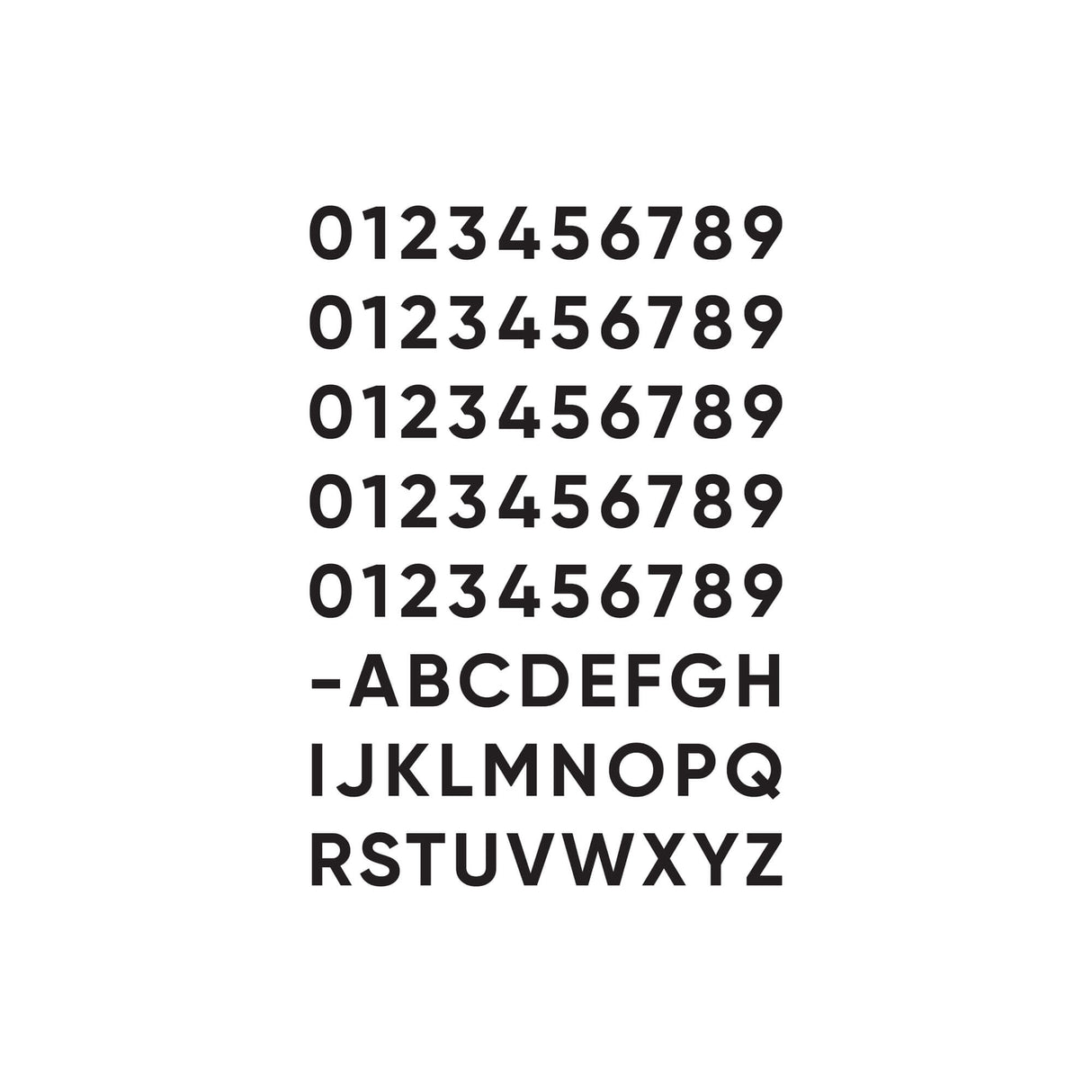 DALS SQS15 Number Pack 50# +27 Letters  SQS15-NUM-BK