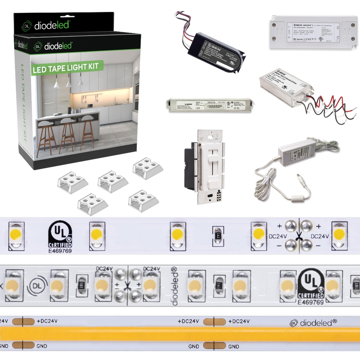 Diode LED Tape Light Kit Standard-Pitch 12VDC